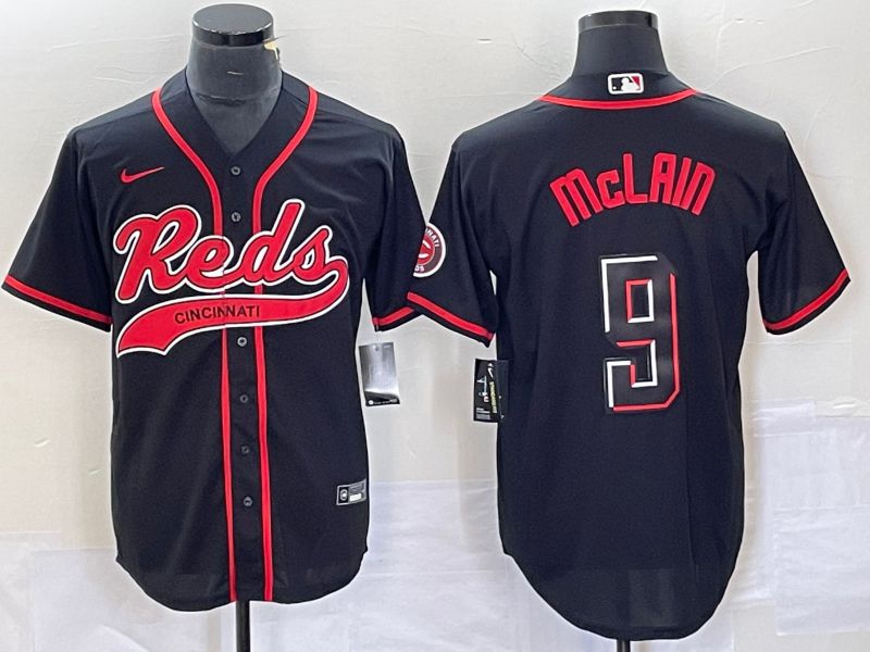 Men Cincinnati Reds #9 Mclain Black Co Branding Nike Game MLB Jersey style 1->cincinnati reds->MLB Jersey